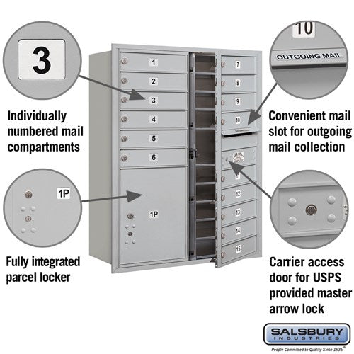 11-Door High Recessed Parcel Locker with 4 Parcel Lockers - Rear Loading