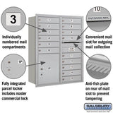 11 Door High Recessed Mounted 4C Horizontal Mailbox with Parcel Locker - Rear Loading