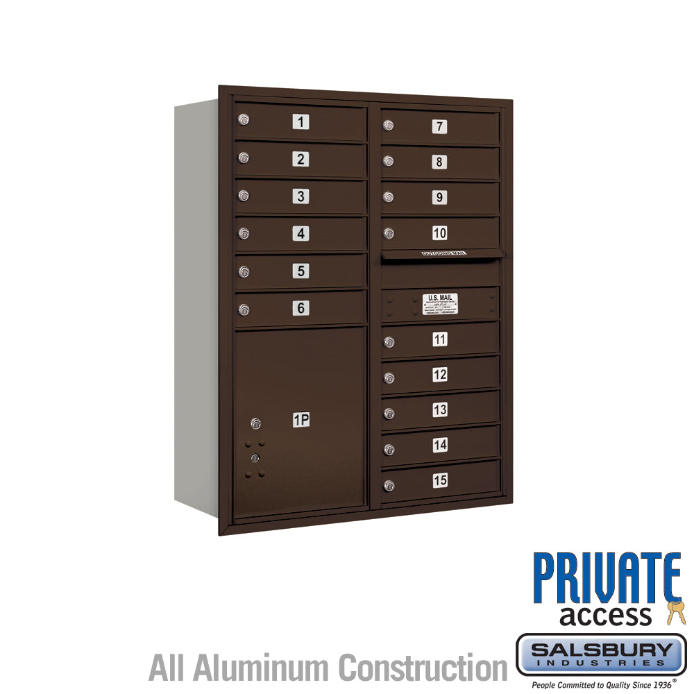 11 Door High Recessed Mounted Mailbox with Parcel Locker - Bronze - Rear Loading