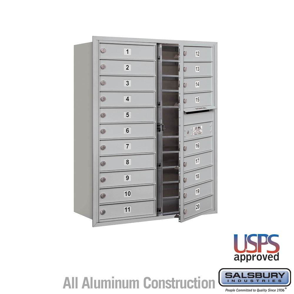 Salsbury Industries 41 in. H x 31-1/8 in. W Aluminum Front Loading 4C Horizontal Mailbox with 20 MB1 Doors