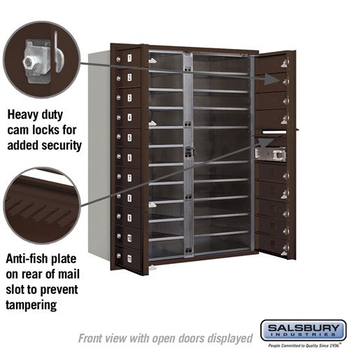11 Door High Recessed Mounted 4C Horizontal Mailbox with 20 Doors in Bronze - Private Access