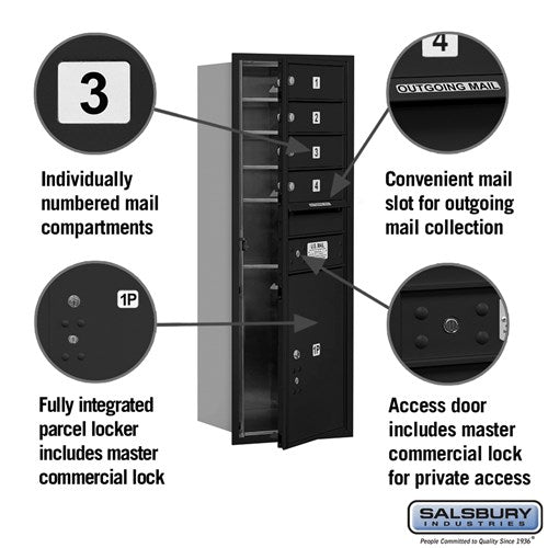 11-Door High Recessed Mailbox with Parcel Locker - Black, Private Access