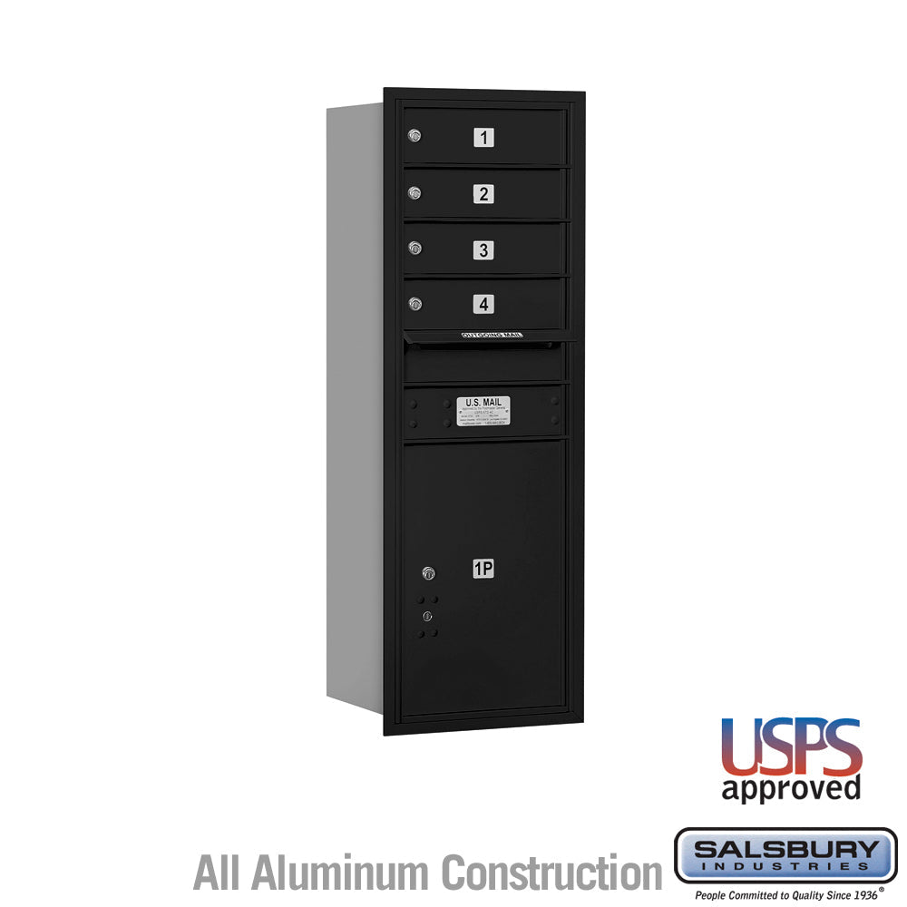 11 Door High Recessed Mounted 4C Horizontal Mailbox with Parcel Locker - Black - Rear Loading