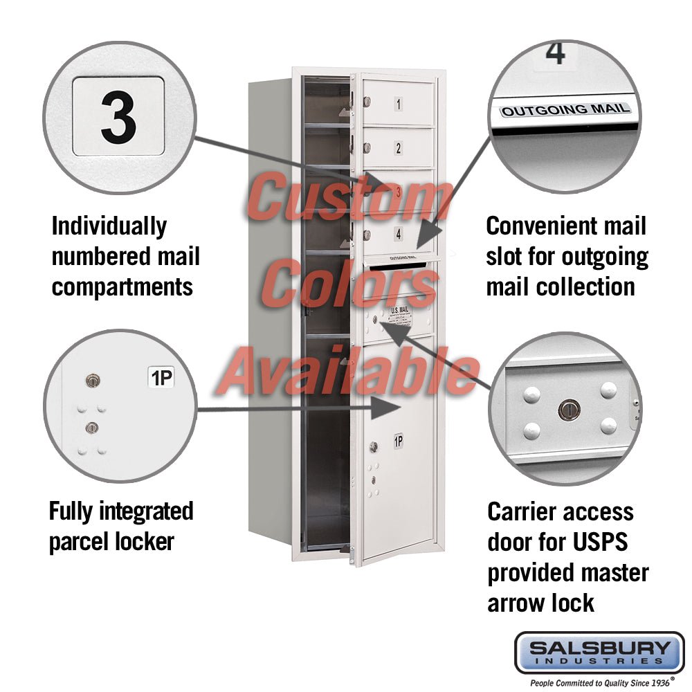 Recessed Mounted 4C Horizontal Mailbox - 11 Door High Unit with Parcel Locker