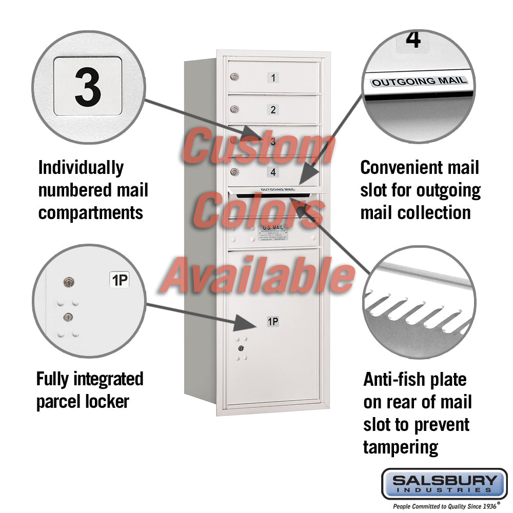 Recessed Mounted 4C Horizontal Mailbox - 11 Door High Unit with Parcel Locker