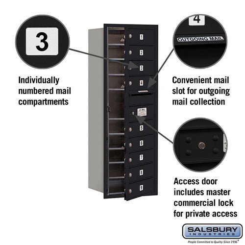 11 Door High Recessed Mounted 4C Horizontal Mailbox with Private Access - Front Loading