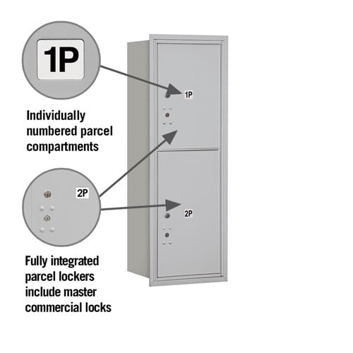 11-Door Recessed Mounted Parcel Locker with 2 Parcel Compartments - Rear Loading