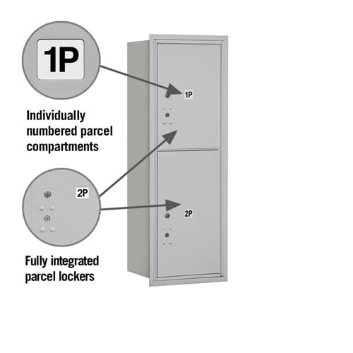 11-Door High Recessed Parcel Locker with 2 Parcel Lockers - Rear Loading