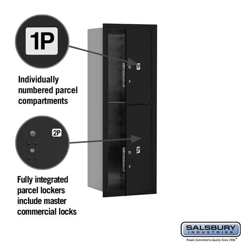 11-Door High Recessed Mailbox with Parcel Locker - Black, Private Access