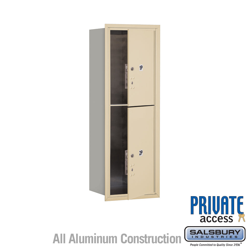 11-Door High Recessed Mounted Parcel Locker with 4 Parcel Lockers in Sandstone - Front Loading