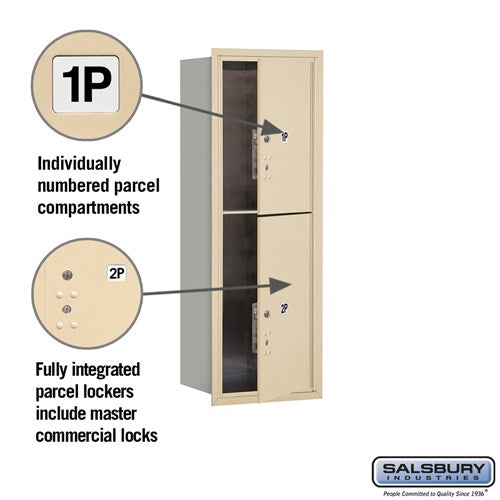 11-Door High Recessed Mounted Parcel Locker with 4 Parcel Lockers in Sandstone - Front Loading