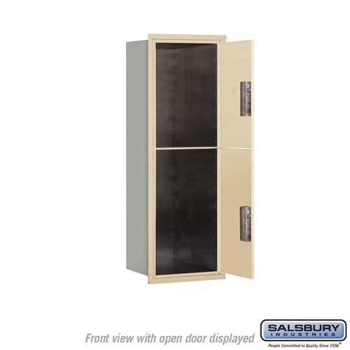 11-Door High Recessed Mounted Parcel Locker with 4 Parcel Lockers in Sandstone - Front Loading