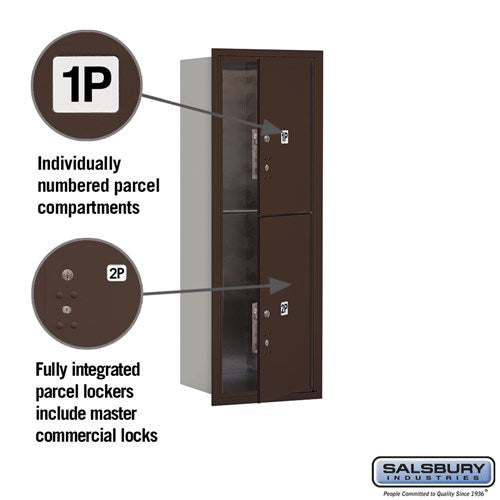 11-Door High Recessed Mounted Parcel Locker with 4 Parcel Lockers - Bronze - Rear Loading