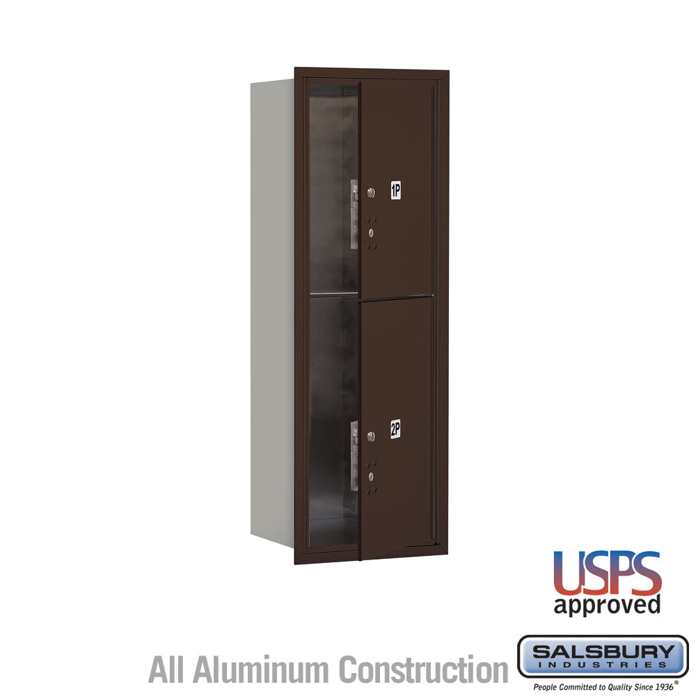 11 Door High Recessed Mounted Parcel Locker with 4 Parcel Lockers in Bronze - USPS Access