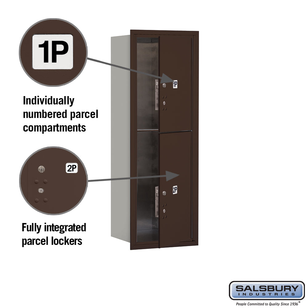 11 Door High Recessed Mounted Parcel Locker with 4 Parcel Lockers in Bronze - USPS Access