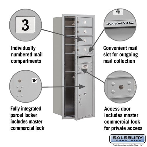 11 Door High Recessed Mounted 4C Horizontal Mailbox with Parcel Locker - Private Access