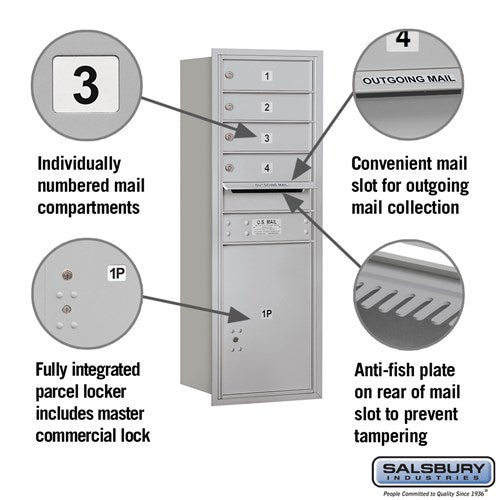 11 Door High Recessed Mounted 4C Horizontal Mailbox with Parcel Locker - Rear Loading