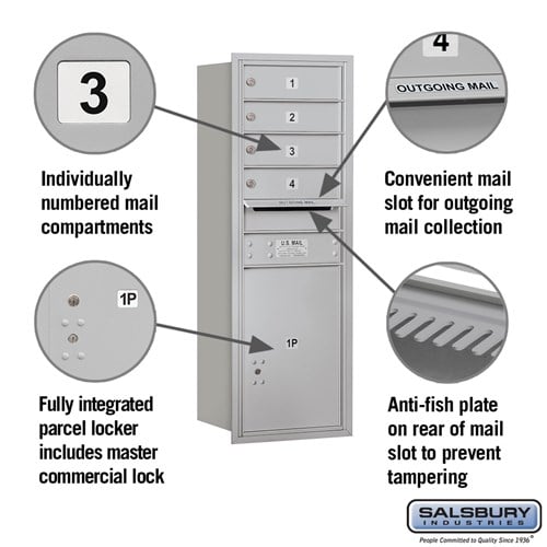 11 Door High Recessed Mounted 4C Horizontal Mailbox with Parcel Locker - Rear Loading