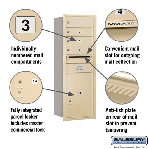 11-Door High Recessed Mounted Mailbox with Parcel Locker - Sandstone