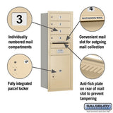 11 Door High Recessed Mounted 4C Horizontal Mailbox with Parcel Locker - Sandstone - Rear Loading