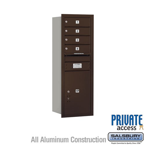 11-Door High Recessed Mounted 4C Horizontal Mailbox with Parcel Locker - Bronze, Rear Loading