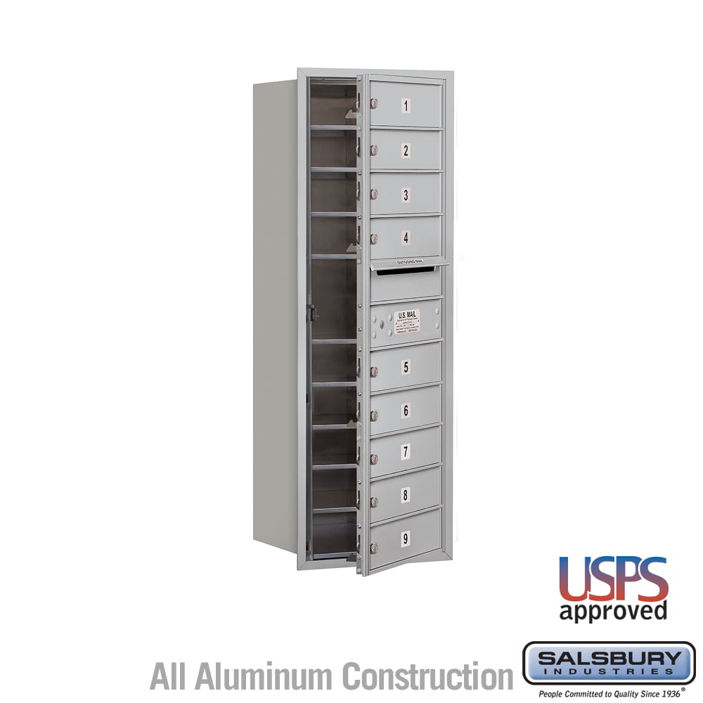 11 Door High Recessed Mounted 4C Horizontal Mailbox with USPS Access - Front Loading