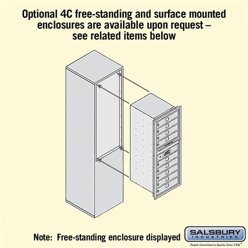 11 Door High Recessed Mounted 4C Horizontal Mailbox with USPS Access - Front Loading