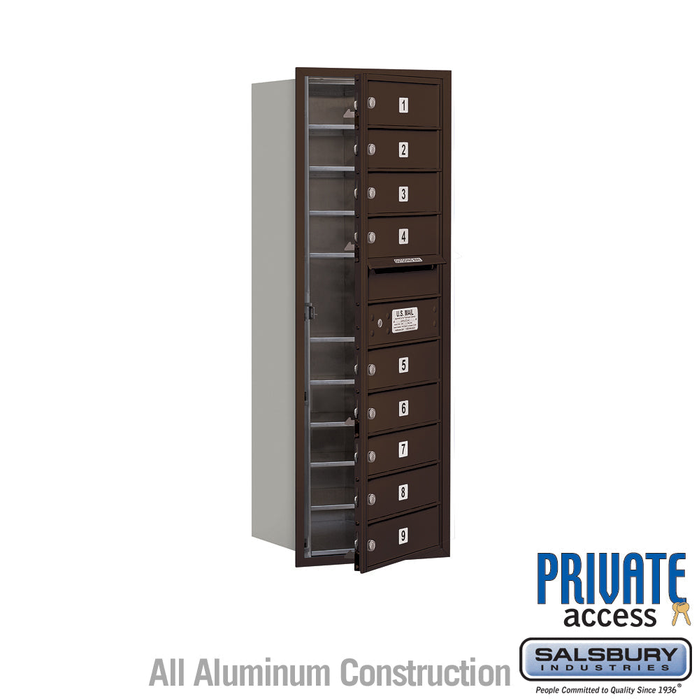 11 Door High Recessed Mounted 4C Horizontal Mailbox with 9 Doors in Bronze - Private Access