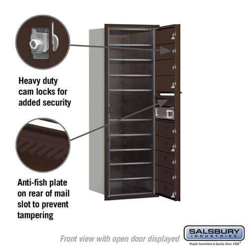 11 Door High Recessed Mounted 4C Horizontal Mailbox with 9 Doors in Bronze - Private Access