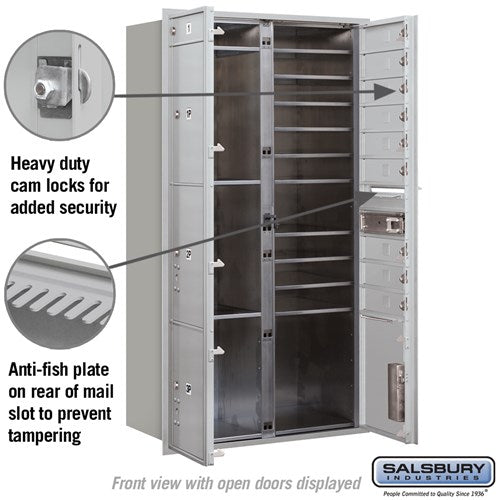 Maximum Height Recessed Mounted 4C Horizontal Mailbox with 10 Doors and 4 Parcel Lockers - Front Loading