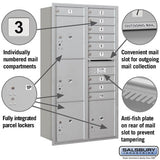 Maximum Height Recessed Mounted 4C Horizontal Mailbox with 10 Doors and 4 Parcel Lockers - Rear Loading