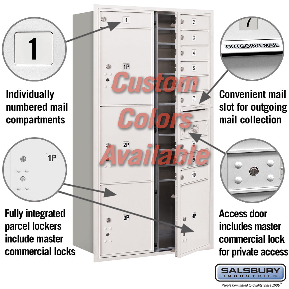 Recessed Mounted 4C Horizontal Mailbox with Master Commercial Locks - Maximum Height Unit - Double Column - Custom Color