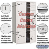 Salsbury Recessed Mounted 4C Horizontal Mailbox with Master Commercial Locks, Double Column, Custom Color, Front Loading