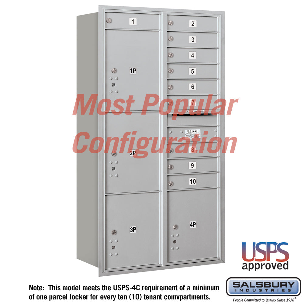 Recessed Mounted 4C Horizontal Mailbox - Maximum Height Unit - Double Column - Rear Loading - Private Access