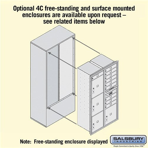 Maximum Height Recessed Mounted Mailbox with 10 Doors and 4 Parcel Lockers - Sandstone