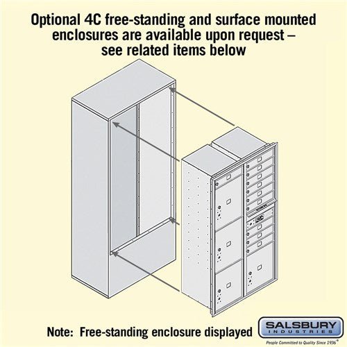 Maximum Height Recessed Mounted 4C Horizontal Mailbox with 10 Doors and 4 Parcel Lockers in Sandstone with USPS Access