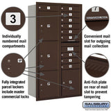 Maximum Height Recessed Mounted 4C Horizontal Mailbox with 10 Doors and 4 Parcel Lockers - Rear Loading