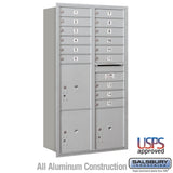 Maximum Height Recessed Mounted 4C Horizontal Mailbox with 15 Doors and 3 Parcel Lockers - Rear Loading