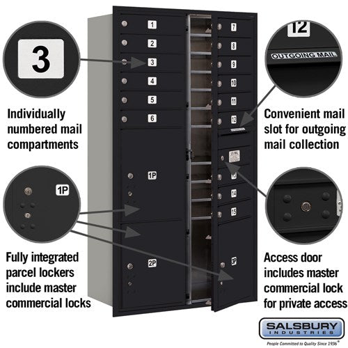 Maximum Height Recessed Mounted 4C Horizontal Mailbox with 29 Doors - Black - Private Access