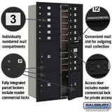 Maximum Height Recessed Mounted 4C Horizontal Mailbox with 29 Doors - Black - Private Access