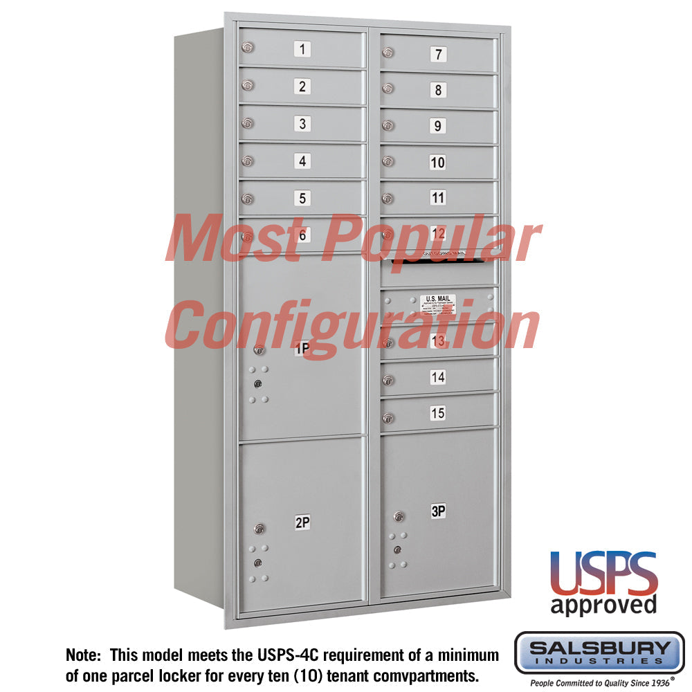 Recessed Mounted 4C Horizontal Mailbox with Rear Loading and Private Access
