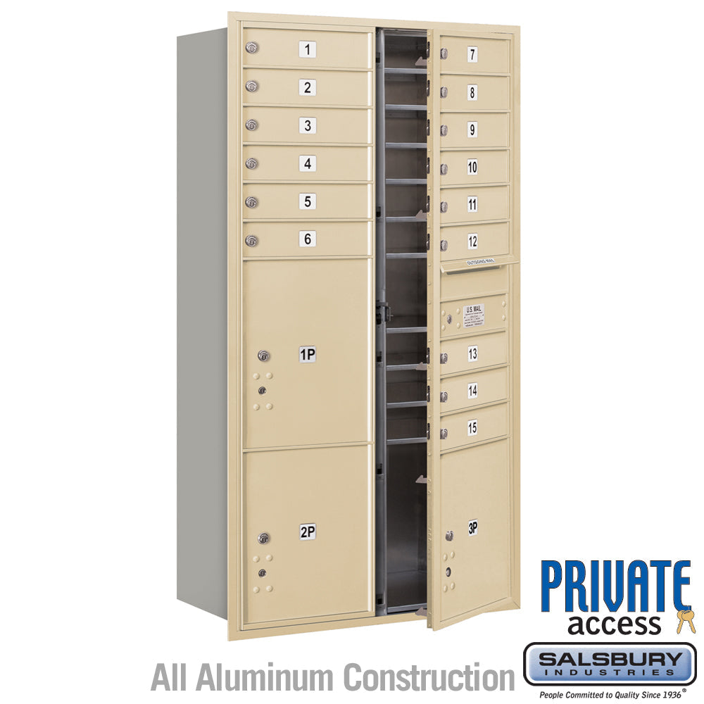 Maximum Height Recessed Mounted 4C Horizontal Mailbox with Parcel Lockers in Bronze