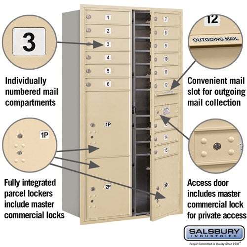Maximum Height Recessed Mounted 4C Horizontal Mailbox with Parcel Lockers in Bronze
