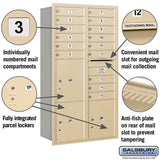 Maximum Height Recessed Mounted Mailbox with 15 Doors and 3 Parcel Lockers in Sandstone