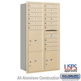 Maximum Height Recessed Mounted Mailbox with 15 Doors and 3 Parcel Lockers in Sandstone