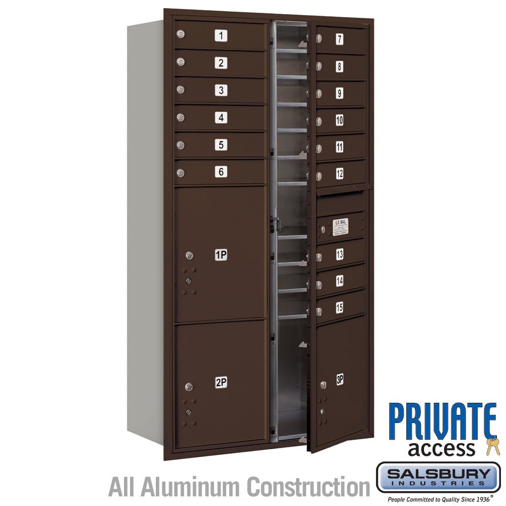Maximum Height Recessed Mounted 4C Horizontal Mailbox with Parcel Lockers in Bronze