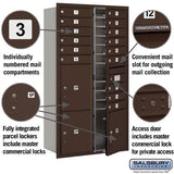 Maximum Height Recessed Mounted 4C Horizontal Mailbox with Parcel Lockers in Bronze