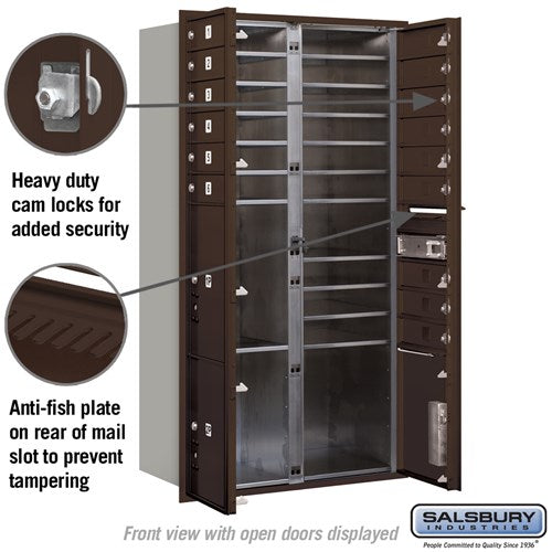 Maximum Height Recessed Mounted 4C Horizontal Mailbox with Parcel Lockers in Bronze