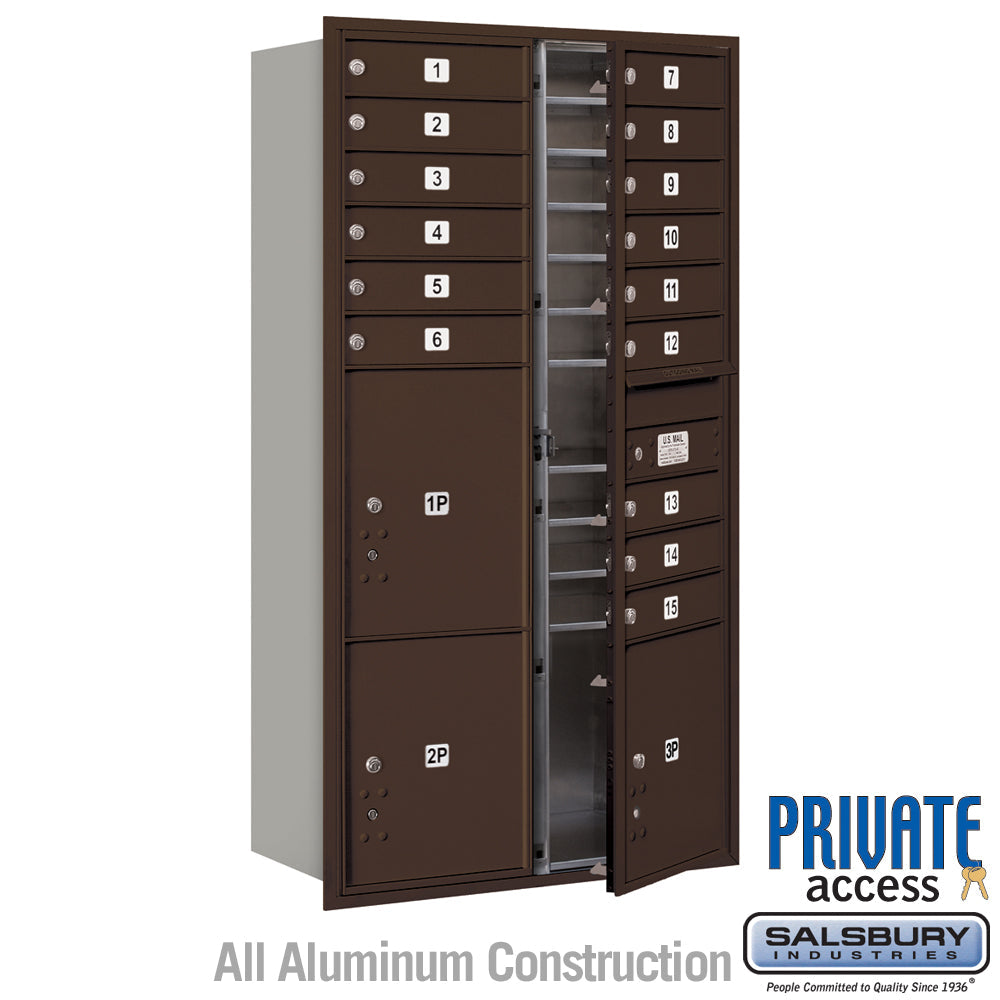 Maximum Height Recessed Mounted 4C Horizontal Mailbox with Parcel Lockers in Bronze
