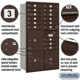 Maximum Height Recessed Mounted 4C Horizontal Mailbox with 15 Doors and 3 Parcel Lockers - Rear Loading